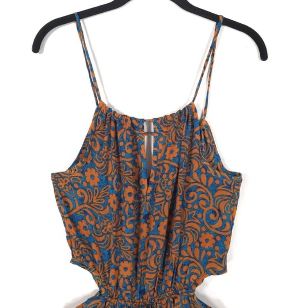 NWT RAGA Maxi Dress Floral Side Cut Out Elastic Waist Tassels Straps R1743 SMALL - Picture 6 of 15
